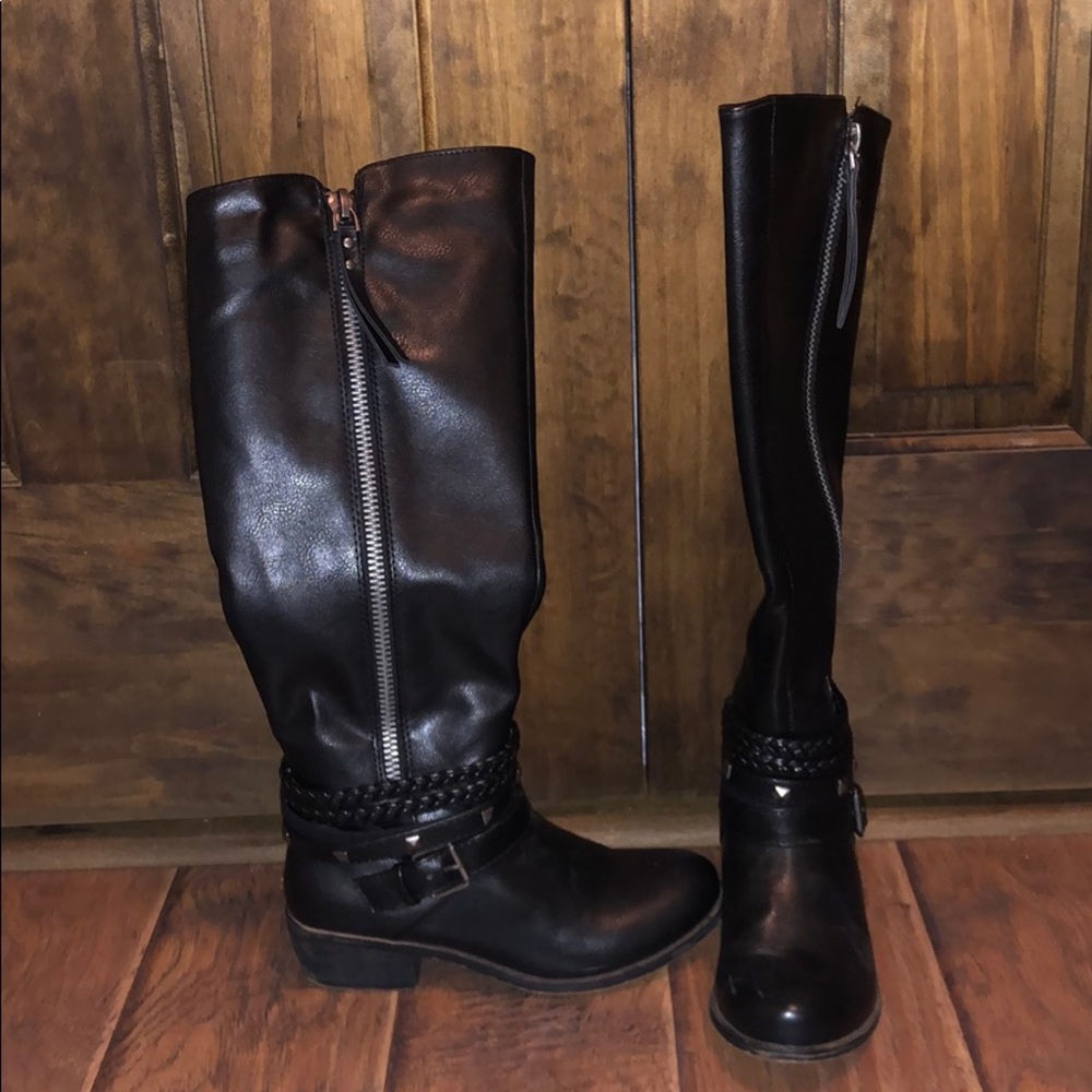new, Knee high black boots with zipper